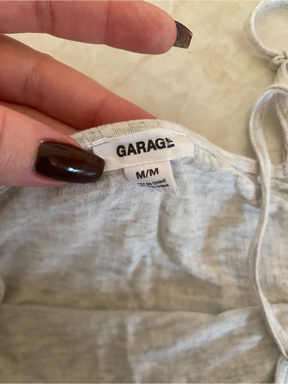 Garage Light Gray Ribbed Spaghetti-Strap Tank - Picture 4 of 6